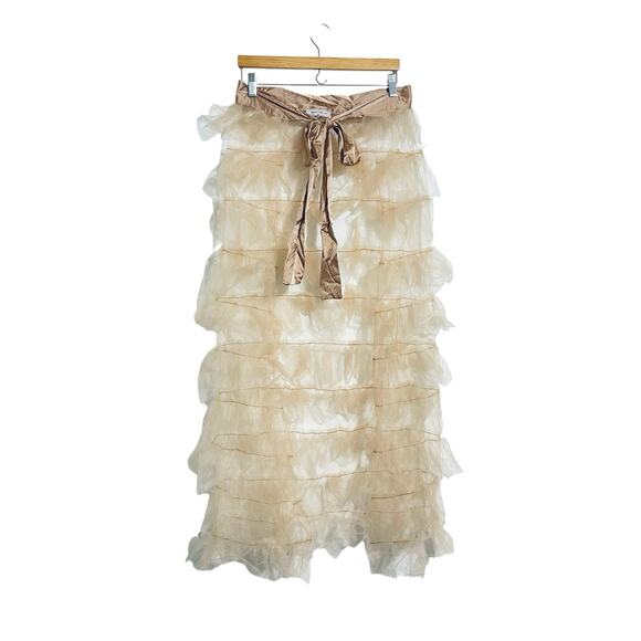 Tiered Tulle Ruffle Sheer Skirt with Tie Front Size M Cream Coquette Costume NWT - Picture 7 of 13